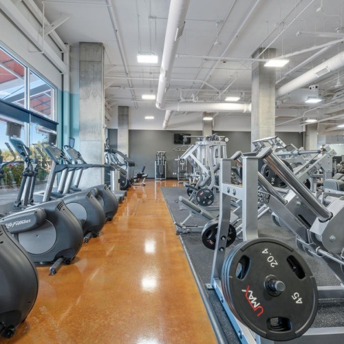 a gym with exercise equipment